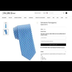 Salvatore Ferragamo tie (whales) NWT